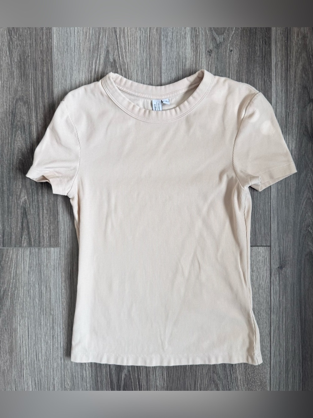 Soft Girl Basics Boho Lounge & Other Stories Cream Ribbed T-Shirt Size XS